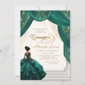 Royal Fairytale Green Modern Quinceanera 招待状 (正面)