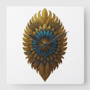 Royal Feather   ブラック＆ゴールド エジプト風壁掛け時計 スクエア壁時計