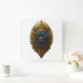 Royal Feather | Black & Gold Egyptian Wall Clock スクエア壁時計 (ホーム)