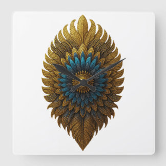 Royal Feather | Black & Gold Egyptian Wall Clock スクエア壁時計