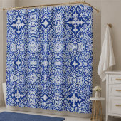 Royal Filigree Intricate Blue and White Ornamental シャワーカーテン