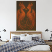Royal Fire Phoenix Pair – Luxury Canvas Art キャンバスプリント (インサイチュ (寝室))