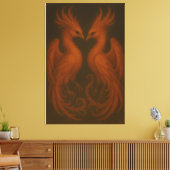 Royal Fire Phoenix Pair – Luxury Canvas Art キャンバスプリント (インサイチュ (リビング))