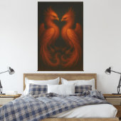 Royal Fire Phoenix Pair – Luxury Canvas Art キャンバスプリント (インサイチュ (寝室))