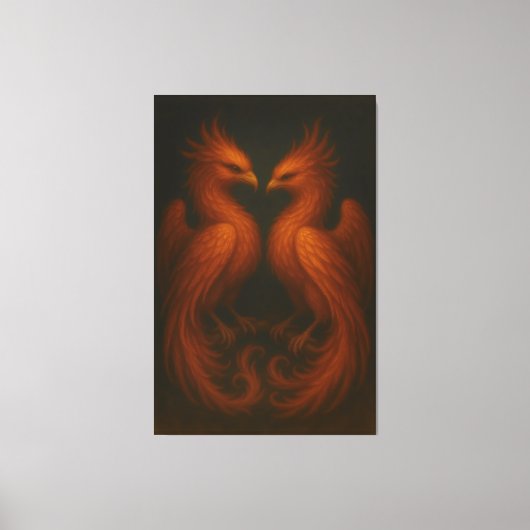 Royal Fire Phoenix Pair – Luxury Canvas Art キャンバスプリント (正面)