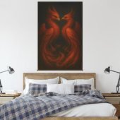 Royal Fire Phoenix Pair – Luxury Canvas Art キャンバスプリント (インサイチュ (寝室))