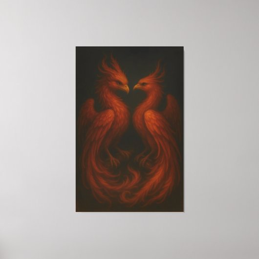 Royal Fire Phoenix Pair – Luxury Canvas Art キャンバスプリント (正面)