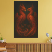 Royal Fire Phoenix Pair – Luxury Canvas Art キャンバスプリント (インサイチュ (リビング))