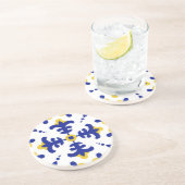 Royal Fleur Bold Blue and Gold Botanical  コースター (側面)