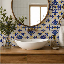 Royal Fleur Bold Blue and Gold Botanical タイル