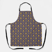 Royal Fleur-de-Lis Purple and Gold Pattern エプロン (正面)