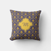 Royal Fleur-de-Lis Purple and Gold Pattern クッション (正面)
