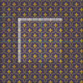 Royal Fleur-de-Lis Purple and Gold Pattern ファブリック (タイル)