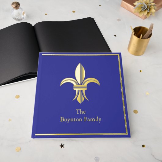 Royal Fleur di Lis foil Scrapbook Photo Album ゲストブック (正面見開き)
