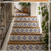 Royal Fleur Elegant Blue and Gold Botanical Mosaic タイル