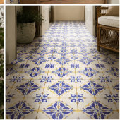 Royal Fleur Elegant Blue and Gold Botanical Mosaic タイル