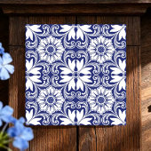 Royal Garden Classic Blue Floral Mosaic タイル