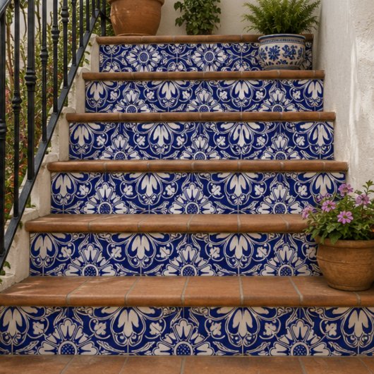 Royal Garden Classic Blue Floral Mosaic タイル