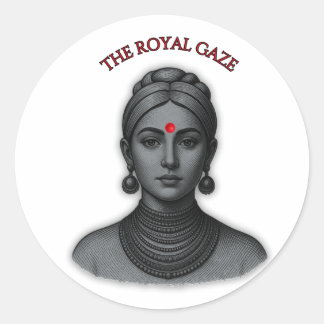 Royal Gaze Indian Queen Minimalist Bold Lin ラウンドシール