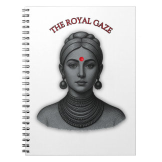 Royal Gaze Indian Queen Minimalist Bold Line Art ノートブック