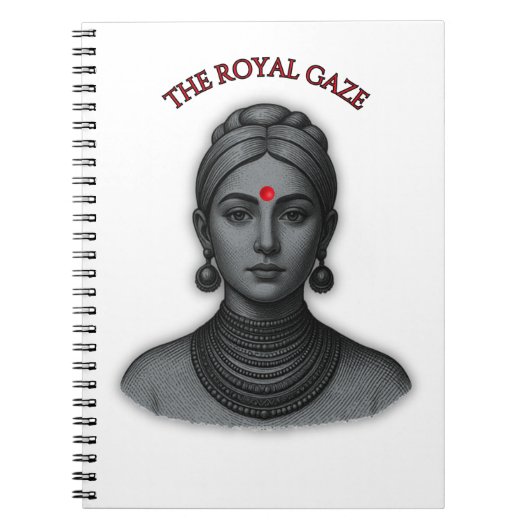 Royal Gaze Indian Queen Minimalist Bold Line Art ノートブック (正面)