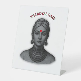 Royal Gaze Indian Queen Minimalist Bold Line Art 台座サイン