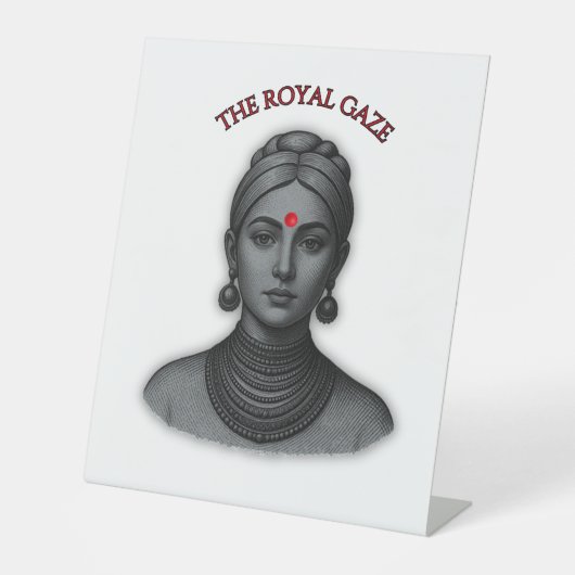 Royal Gaze Indian Queen Minimalist Bold Line Art 台座サイン (正面)
