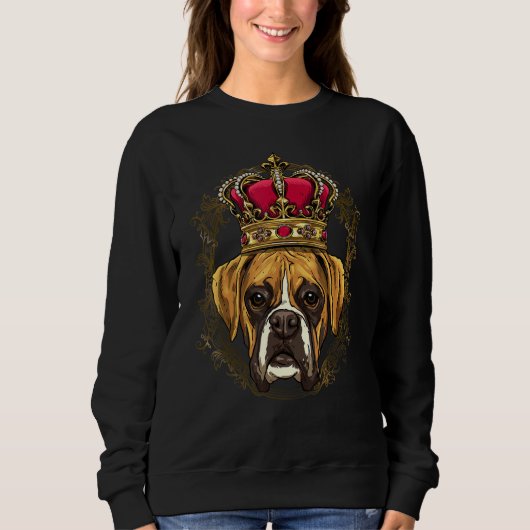 Royal German Boxer King Queen Princess Boxer Dog スウェットシャツ (正面)