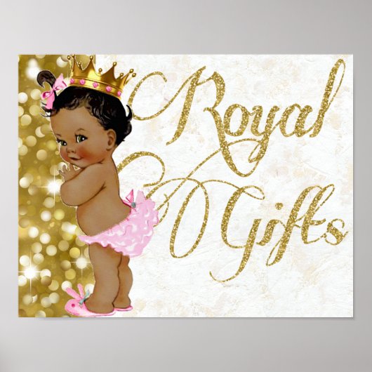Royal Gifts|African Princess Pink and Gold Glitter ポスター (正面)