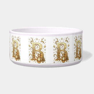 Royal Gold B Luxury Snowman Ceramic Pet Bowl ボウル