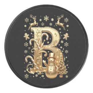 Royal Gold B Luxury Snowman Official Hockey Puck アイスホッケーパック