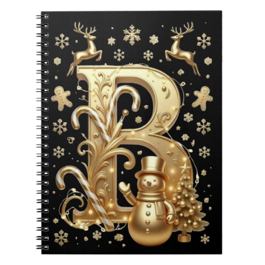 Royal Gold B Luxury Snowman Spiral Notebook ノートブック (正面)