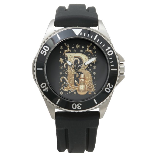 Royal Gold B Luxury Snowman Sports Watch 腕時計 (正面)