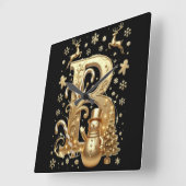 Royal Gold B Luxury Snowman Square Wall Clock スクエア壁時計 (傾斜)