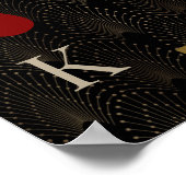 Royal Gold BlackCasino Night Wedding Welcome Sign ポスター (角)