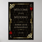 Royal Gold BlackCasino Night Wedding Welcome Sign ポスター (正面)