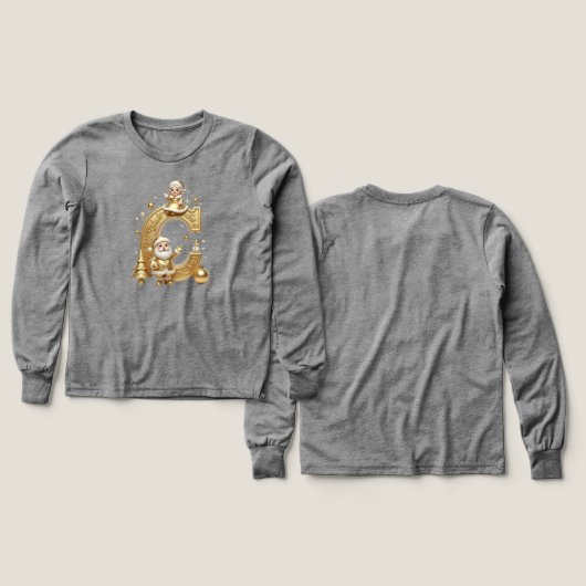Royal Gold C Kids Tri-Blend Long Sleeve Tee (デザイン 正面&背面)