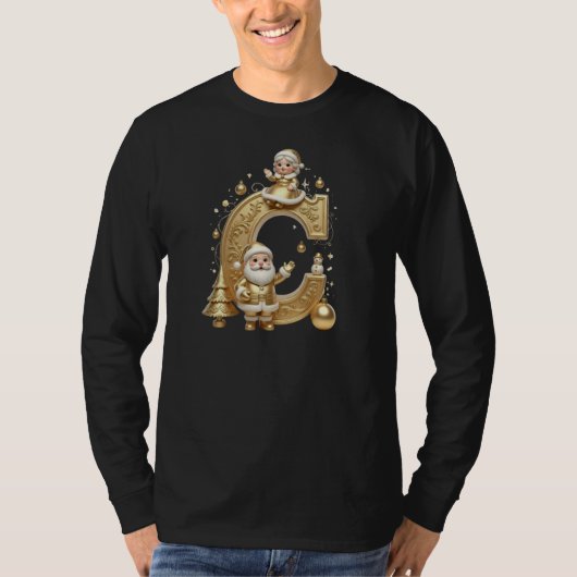 Royal Gold C Luxury Santa Men's Long Sleeve Tシャツ (正面)