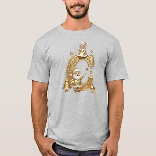Royal Gold C Santa Heather Grey Men's Tee Tシャツ (正面)