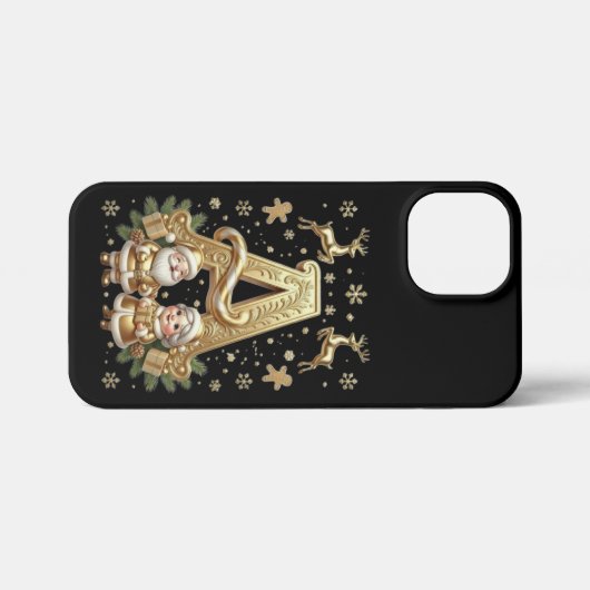 Royal Gold Letter A Luxury Black iPhone 13 Mini  iPhoneケース (裏面横)