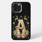 Royal Gold Letter A Luxury Black iPhone 13 Pro Max iPhoneケース (裏面)