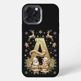 Royal Gold Letter A Luxury Black iPhone 13 Pro Max Maxケース