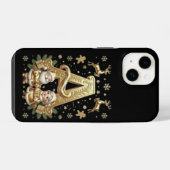Royal Gold Letter A Luxury Black iPhone 14 Tough  iPhoneケース (裏面横)