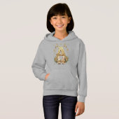 Royal Gold Letter A Luxury Girls Heather Hoodie (正面フル)