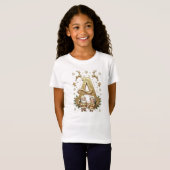 Royal Gold Letter A Luxury Girls White Shirt Tシャツ (正面フル)