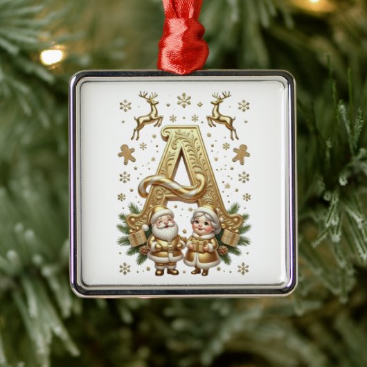Royal Gold Letter A Luxury Silver Framed Ornament メタルオーナメント (ツリー)