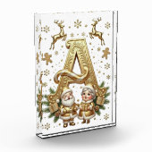 Royal Gold Letter A Luxury Unisex Acrylic Block フォトブロック (左)