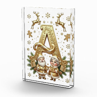 Royal Gold Letter A Luxury Unisex Acrylic Block フォトブロック