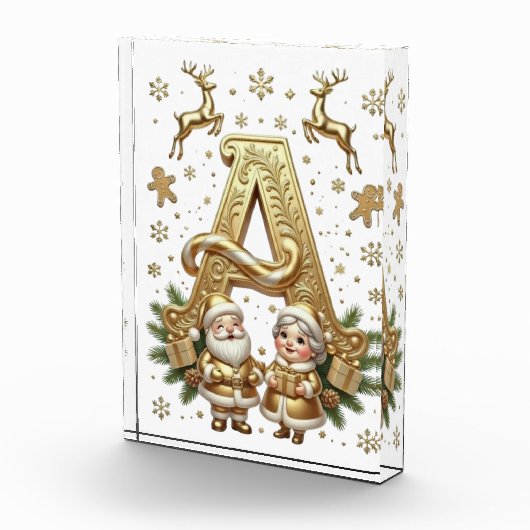 Royal Gold Letter A Luxury Unisex Acrylic Block フォトブロック (右)