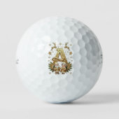 Royal Gold Letter A Luxury Unisex Golf Balls Set ゴルフボール (正面)